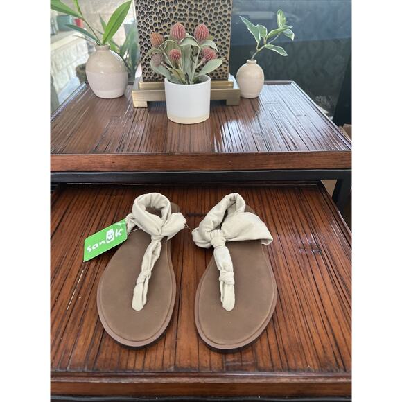 Sanuk Sz 6 Yoga Sling Ella Natural Tan Womens Sandal New Minimalist Rare - Picture 5 of 8